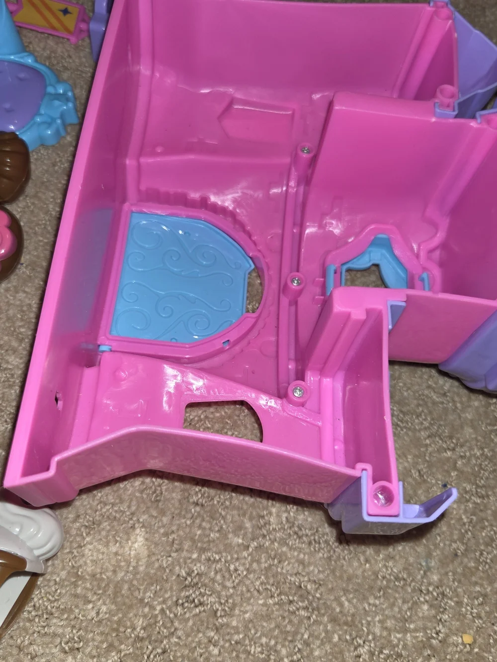 Kids Pink and Purple Princess Castle Playset with Blue Accents 10 Piece Set